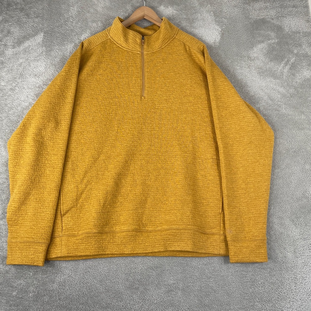 VRST Pullover Mens 2XL Yellow Textured Quarter Zip Stretch Athleisure Active
